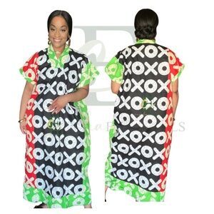 Bold XO Print African Boubou Dress